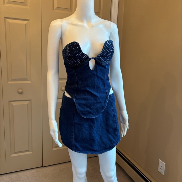 NWT two-piece PRETTY LITTLE THING denim miniskirt set - Picture 1 of 6